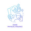 Cease physical violence blue gradient concept icon