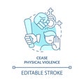 Cease physical violence turquoise concept icon