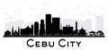 Cebu City skyline black and white silhouette.