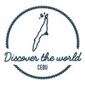 Cebu Map Outline. Vintage Discover the World.
