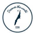 Cebu map in vintage discover the world insignia.