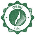 Cebu map vintage stamp.