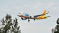 Cebu Pacific Airbus A320 with new sharklets landing at Changi Airport Royalty Free Stock Photo