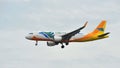 Cebu Pacific Airbus A320 with new sharklets landing at Changi Airport Royalty Free Stock Photo