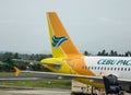 Cebu Pacific airplane at airport in Kalibo, Philippines Royalty Free Stock Photo
