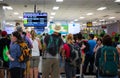 Cebu, the Philippines - 30 Nov 2018: tourist crowd waiting for passport control. Airport operations photo