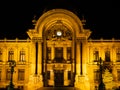 CEC Palace historic building in Bucharest, Romania, at night Royalty Free Stock Photo