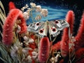Cecropia moth on cattails Royalty Free Stock Photo