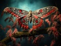 Cecropia moth landing on branch Royalty Free Stock Photo