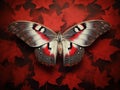 Cecropia moth on maple leaf Royalty Free Stock Photo