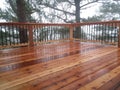 Cedar deck in the fog