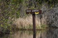 Cedar Hammock canoe kayak trail directional sign in the Okefenokee Swamp on Chase Prairie, Georgia Royalty Free Stock Photo