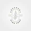 Cedar pine tree leaves vector logo symbol illustration design, gardening line art minimal illustration design