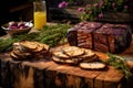 cedar plank and eggplant in a smoky barbecue setting