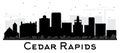 Cedar Rapids Iowa skyline black and white silhouette.