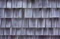 Cedar shingles which have shrunk and faded gray with age Royalty Free Stock Photo