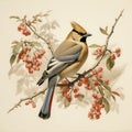 Cedar waxwing,watercolor