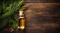 Cedarwood essential oil in a bottle. Generative AI,