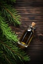 Cedarwood essential oil in a bottle. Generative AI,