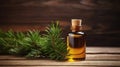 Cedarwood essential oil in a bottle. Generative AI,