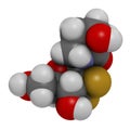 Cedazuridine drug molecule. 3D rendering. Atoms are represented as spheres with conventional color coding: hydrogen white,