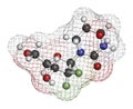 Cedazuridine drug molecule. 3D rendering. Atoms are represented as spheres with conventional color coding: hydrogen white, Royalty Free Stock Photo