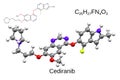 Chemical formula, skeletal formula and 3D ball-and-stick model of a chemotherapeutic drug cediranib