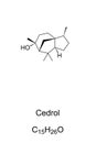 Cedrol, found in essential oils of conifers, chemical formula