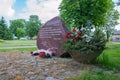 Cedry Wielkie, Poland - June 17, 2017: Monument to memorize prisons of Stuthoff who died during Death March in 24 and 25 january 1