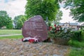 Cedry Wielkie, Poland - June 17, 2017: Monument to memorize prisons of Stuthoff who died during Death March in 24 and 25 january 1