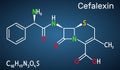 Cefalexin, cephalexin, C16H17N3O4S molecule. It is a beta-lactam, first-generation cephalosporin antibiotic with bactericidal Royalty Free Stock Photo