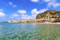 Cefalu beach, Cefalu town, Sicily, Italy