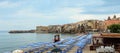 Cefalu beach view Sicily, Italy Royalty Free Stock Photo