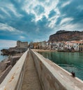 Cefalu beach view Sicily, Italy Royalty Free Stock Photo