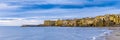 Cefalu old beautiful town beach view, Palermo region, Sicily. Wide banner