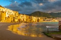 Cefalu town at sunset light, Sicily, Italy