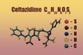 Ceftazidime, a semi-synthetic, broad-spectrum, third-generation cephalosporin antibiotic. 3d illustration