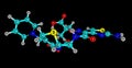 Ceftazidime molecular structure isolated on black