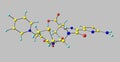 Ceftazidime molecular structure isolated on grey