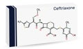 Ceftriaxone molecule. It is broad-spectrum third-generation cephalosporin antibiotic. Skeletal chemical formula. Paper