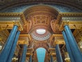 Ceiling architectural details with the glass dome and golden ornaments inside the Versailles palace hall, Gallery of Great Battles Royalty Free Stock Photo