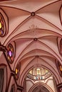 Ceiling of Basilica of the Sacred Heart of Jesus - ancient architecture - Indian Church - Pondicherry religious pilgrim trip Royalty Free Stock Photo