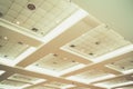 Ceiling of business interior office building and light neon. vintage style tone with copy space Royalty Free Stock Photo