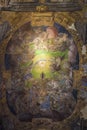 Ceiling of the cathedral with ancient painting.Saints Peter and Paul Garrison Church Jesuit Church, 17th century, Lviv, Ukraine
