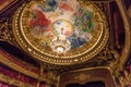 The ceiling and chandelier of the auditorium inside Palais Garnier, Paris Royalty Free Stock Photo