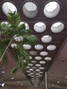 Ceiling in the Charles de Gaulle airport, waiting hall with palm trees, Paris, France Royalty Free Stock Photo