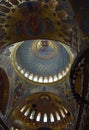 The ceiling of the church with the church painting The Naval cathedral of Saint Nicholas in Kronstadt