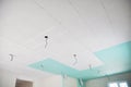 Ceiling construction details with electricity wire for lighting. Building gypsum plaster boards, walls and ceiling. Royalty Free Stock Photo