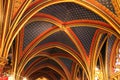 Ceiling construction, lower chapel or Chapelle Basse, Sainte Chapelle, Paris Royalty Free Stock Photo