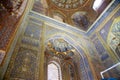 Ceiling decorated with gold and mosaics inside the Sherdor Madrasah, the Ulugbek on Registan Square in Samarkand. 29.04.2019 Royalty Free Stock Photo